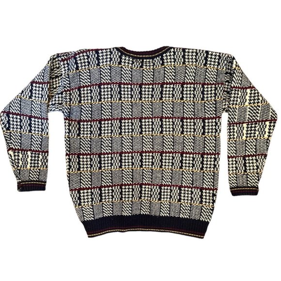 Fenwick‎ Isle Mens Pullover Sweater Blue Muliticolor Design Long Sleeve Sz L VG. - Picture 2 of 4